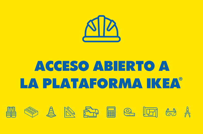 Imagen Banner con letras de ikea y logos de profesión