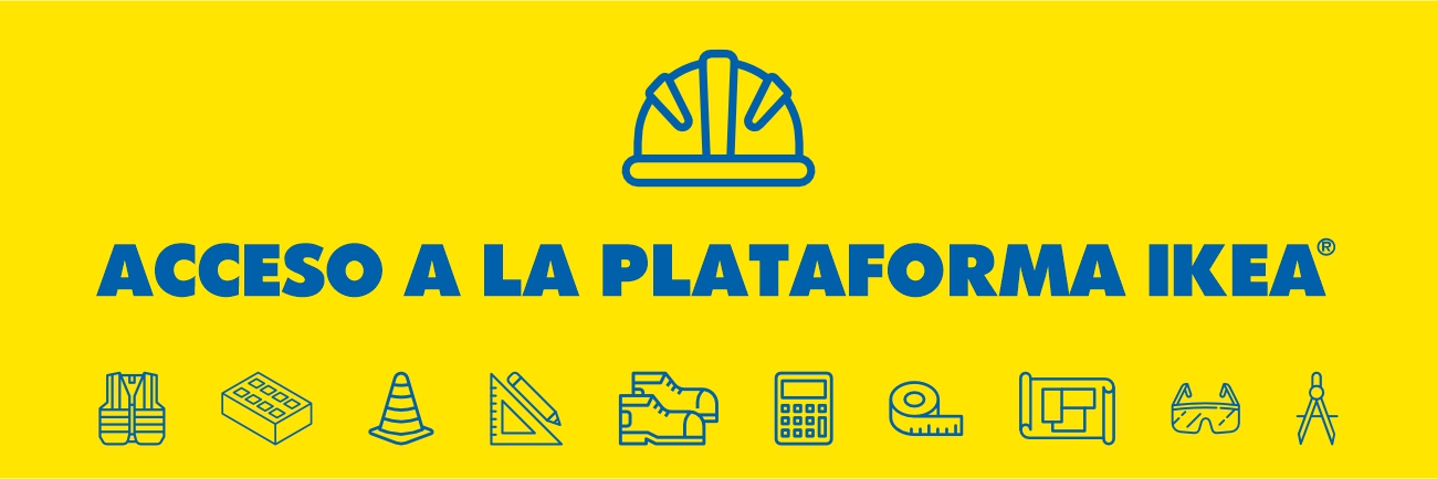 Banner con letras de ikea y logos de profesión